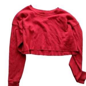 Forever 21 Bold Red Long Sleeve Crop Top